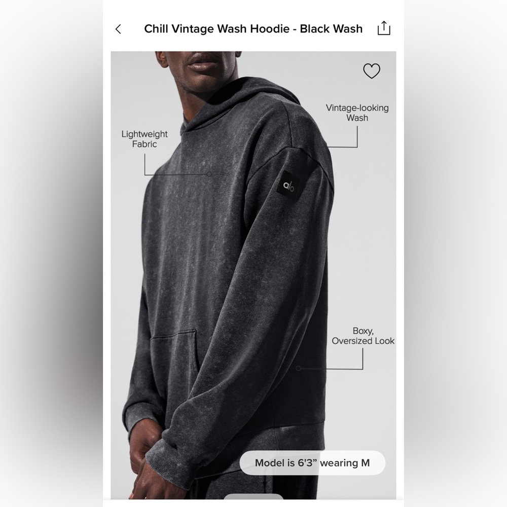 ALO Yoga Chill Vintage Wash Hoodie - Black Wash